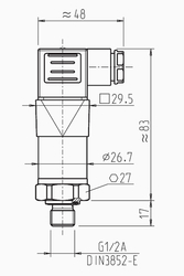 Snímač tlaku WIKA typ S-20, rozsah 0-1 bar, závit G1/2“, výstup 4-20 mA, přesnost 0,25%